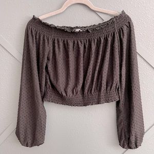 Black dressy long sleeve cropped shirt. H&M